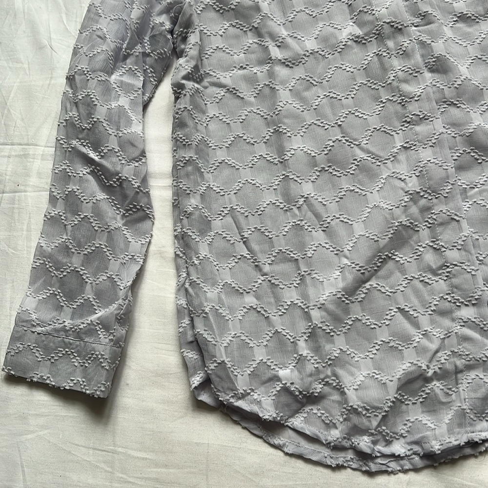 Sheer Long Sleeve Button Down Blouse - Picture 5 of 11